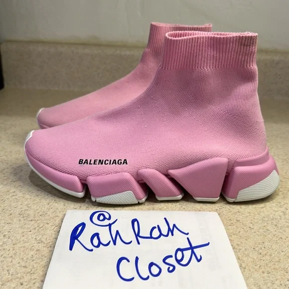 Balenciaga Knit Speed 2.0 Sneaker Womens Size: 8 Light Pink - Picture 2 of 7